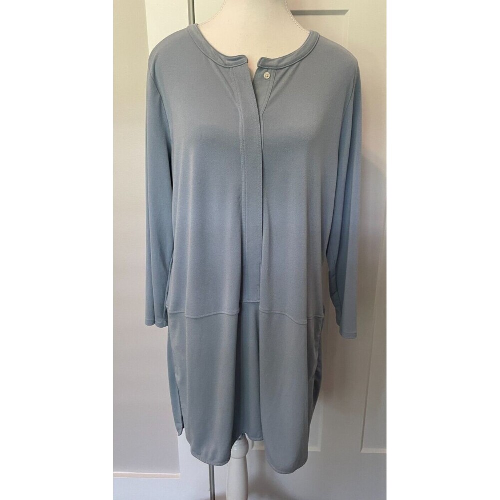 RALPH LAUREN Womens Knit Tunic TOP  3/4 Sleeves BLUE Size 1X